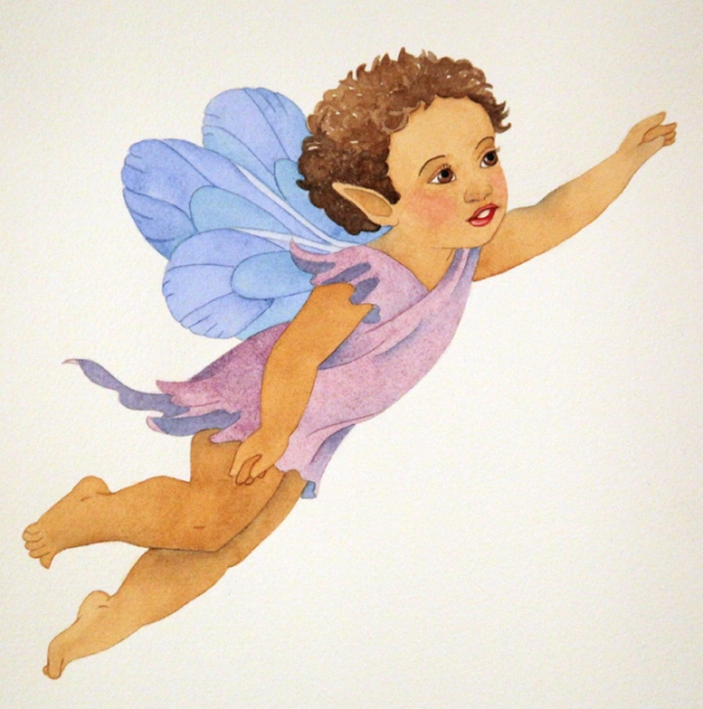 Purple Baby Fairy in Watercolor2 Small
