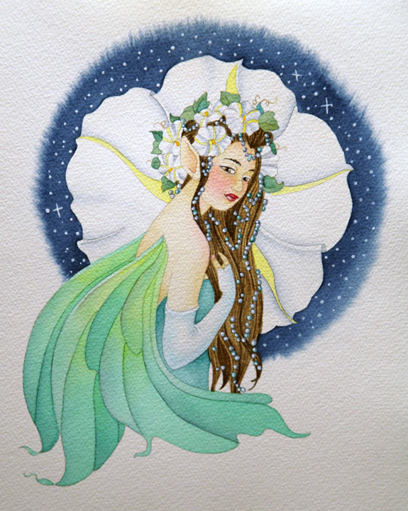 Night fairy in watercolor